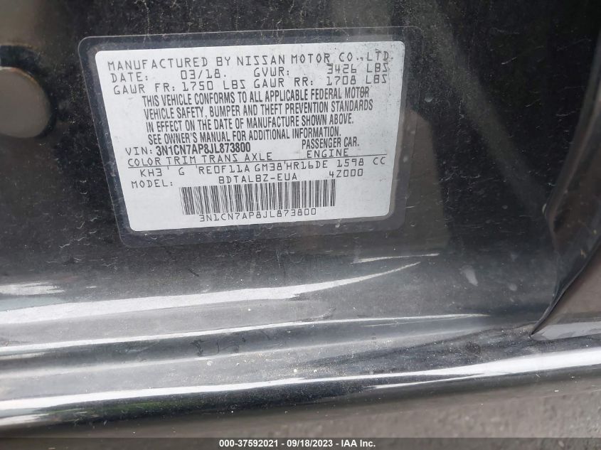 2018 NISSAN VERSA SEDAN SV 3N1CN7AP8JL873800