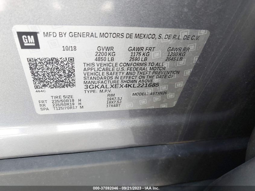 VIN 3GKALXEX4KL221685 2019 GMC TERRAIN DENALI