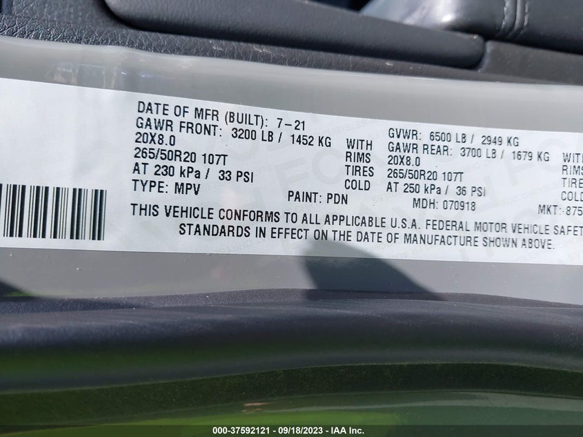 VIN 1C4RJFAG3MC772290 2021 JEEP GRAND CHEROKEE LAREDO X