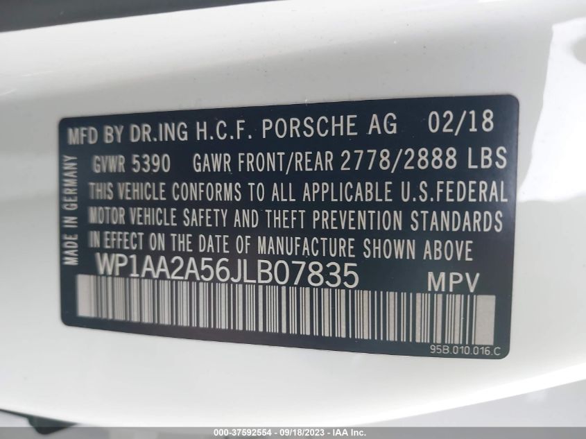 2018 PORSCHE MACAN - WP1AA2A56JLB07835
