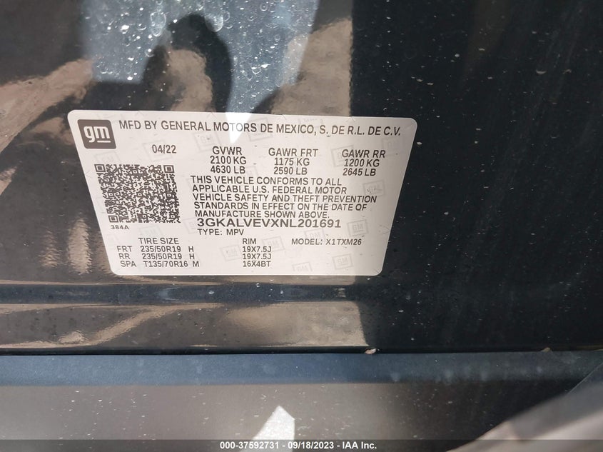 VIN 3GKALVEVXNL201691 2022 GMC TERRAIN SLT