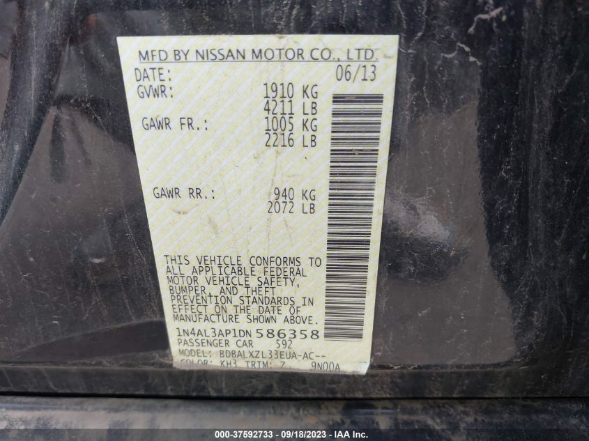 2013 NISSAN ALTIMA 2.5 SL - 1N4AL3AP1DN586358