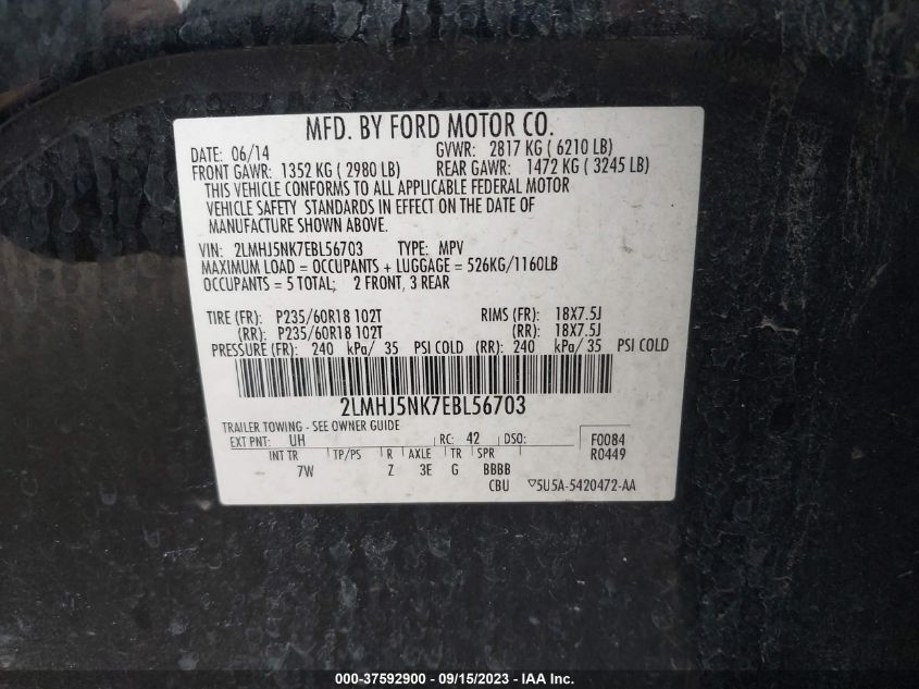 2014 LINCOLN MKT - 2LMHJ5NK7EBL56703