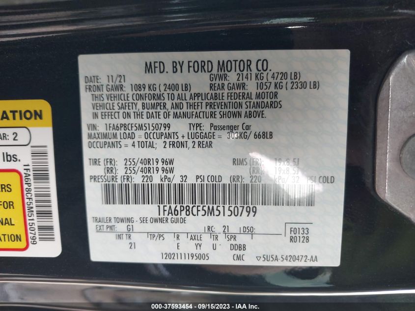2021 FORD MUSTANG GT PREMIUM - 1FA6P8CF5M5150799