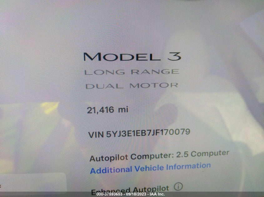VIN 5YJ3E1EB7JF170079 2018 TESLA MODEL 3