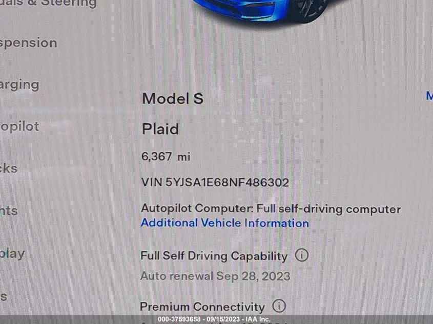 2022 TESLA MODEL S PLAID - 5YJSA1E68NF486302