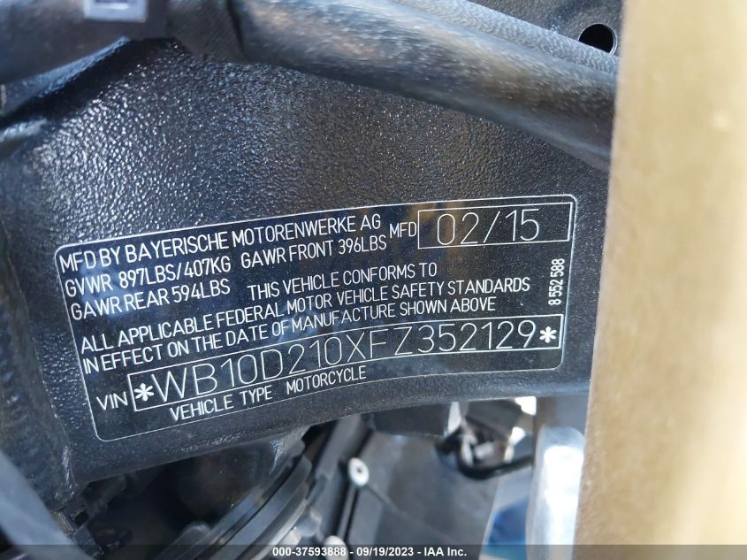 2015 BMW S 1000 RR - WB10D210XFZ352129