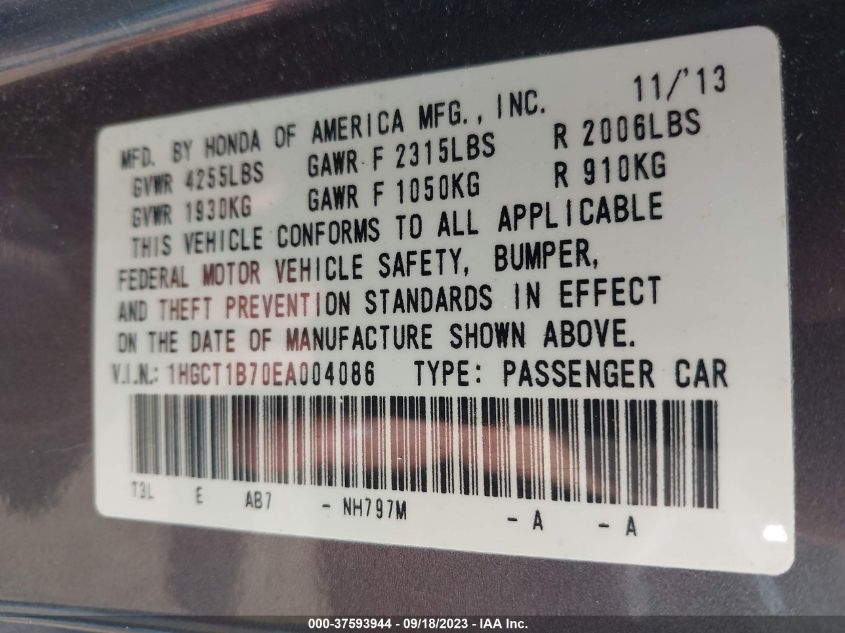 2014 HONDA ACCORD COUPE EX 1HGCT1B70EA004086