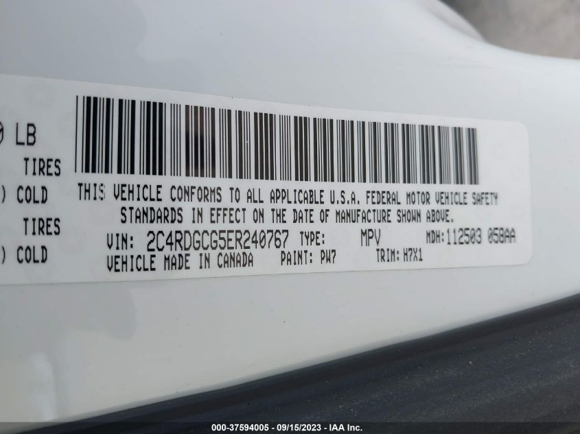 2014 DODGE GRAND CARAVAN SXT - 2C4RDGCG5ER240767