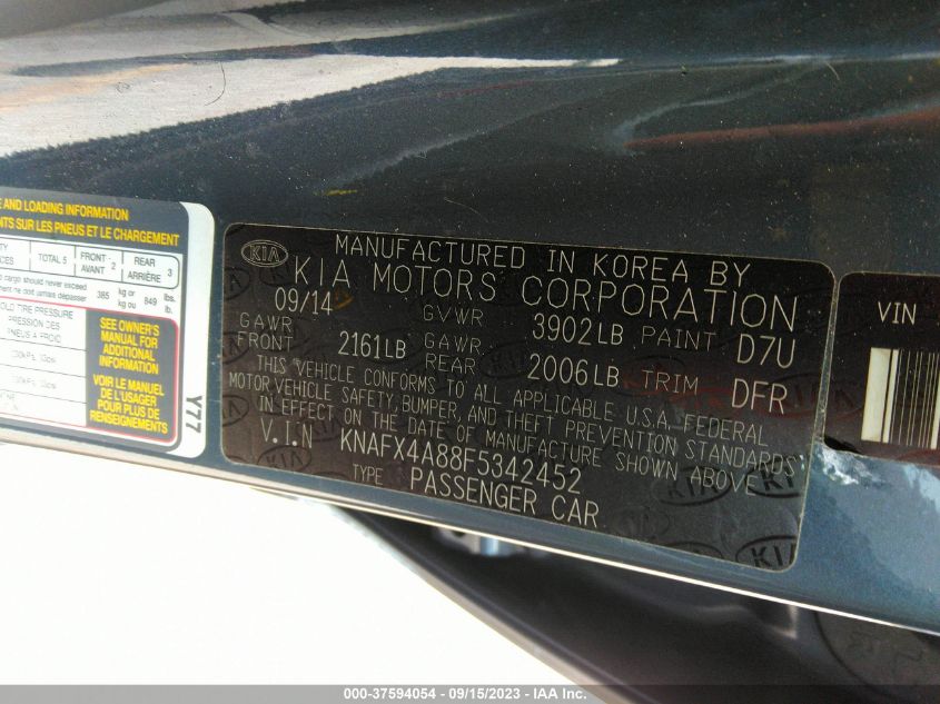 2015 KIA FORTE EX - KNAFX4A88F5342452