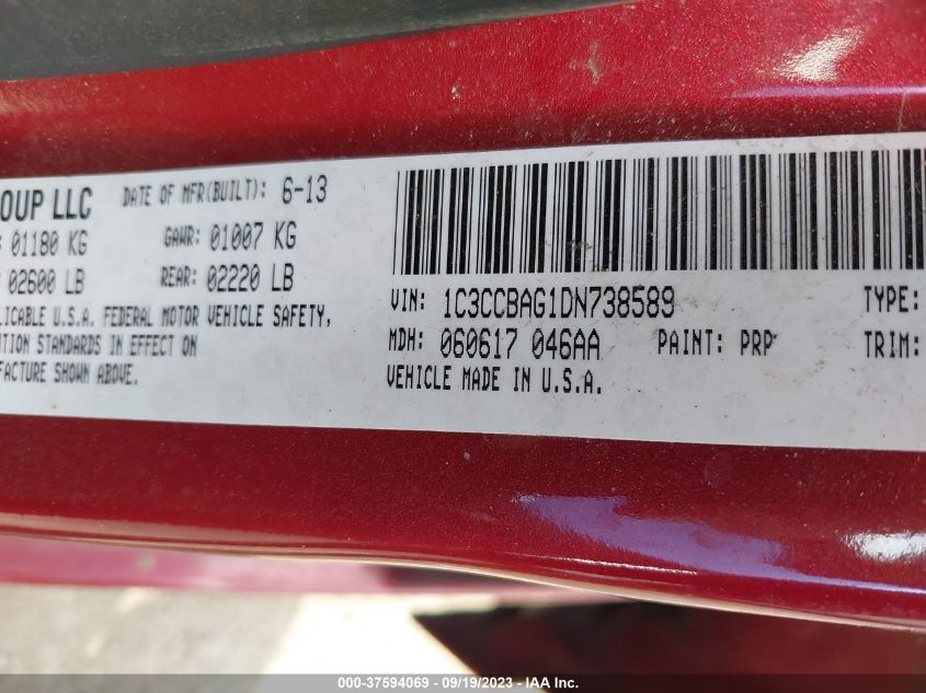 2013 CHRYSLER 200 LX - 1C3CCBAG1DN738589