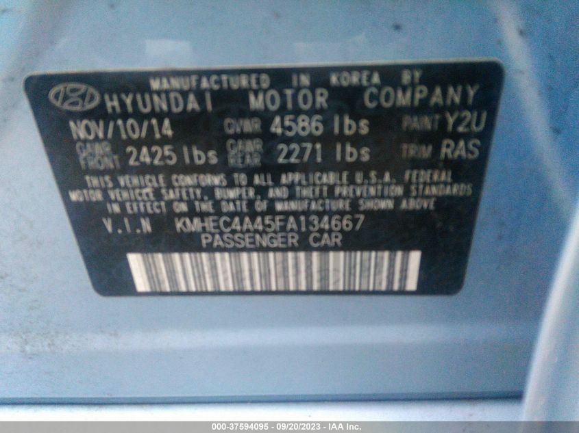 2015 HYUNDAI SONATA HYBRID - KMHEC4A45FA134667