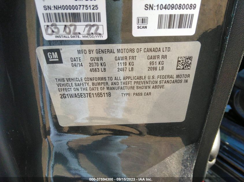 2014 CHEVROLET IMPALA LIMITED LS - 2G1WA5E37E1165118