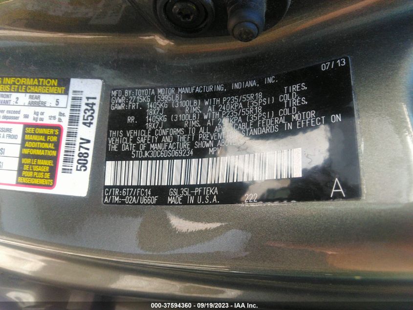 2013 TOYOTA SIENNA LE - 5TDJK3DC6DS069234