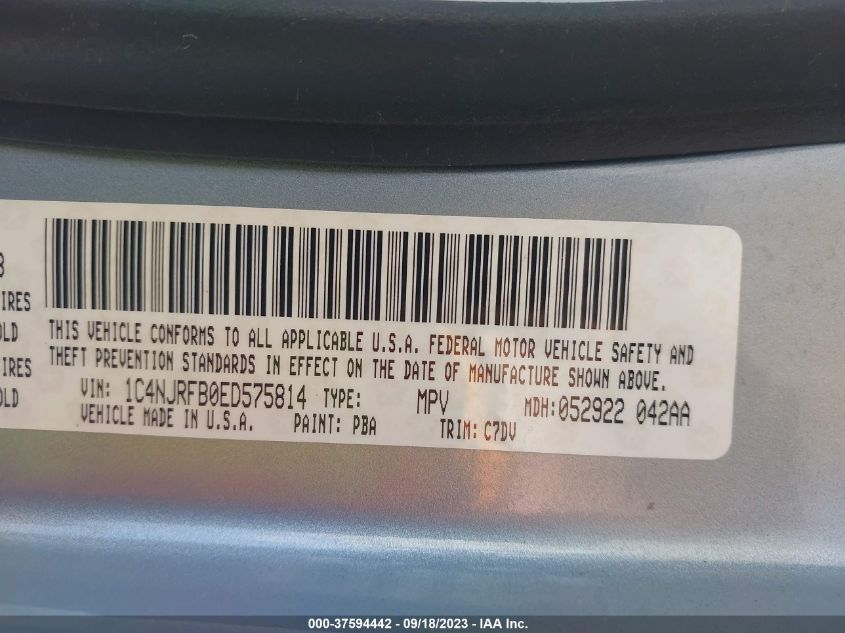 2014 JEEP PATRIOT LATITUDE - 1C4NJRFB0ED575814