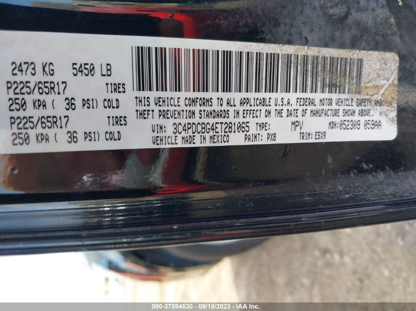 2014 DODGE JOURNEY SXT - 3C4PDCBG4ET281065