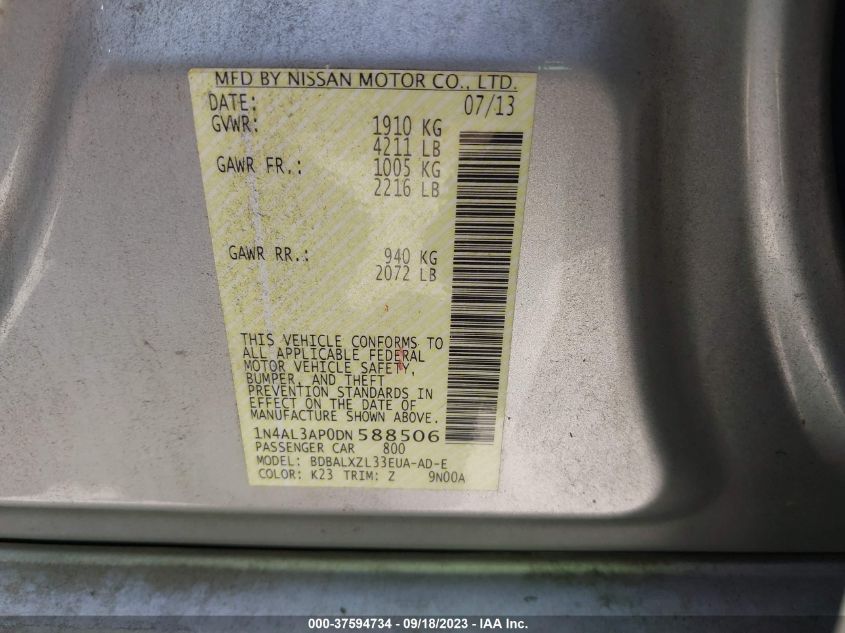 2013 NISSAN ALTIMA 2.5 SL - 1N4AL3AP0DN588506