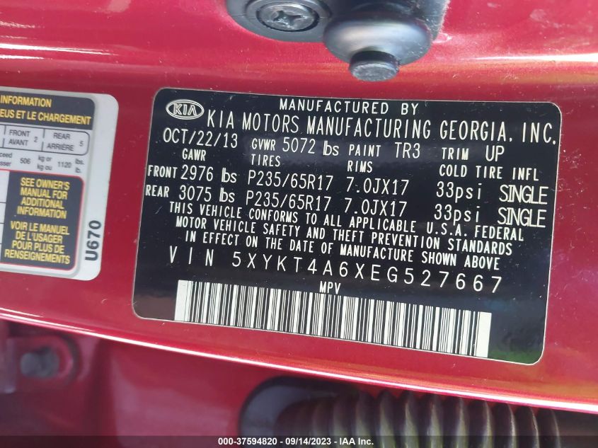2014 KIA SORENTO LX - 5XYKT4A6XEG527667