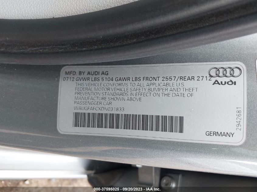 2013 AUDI A6 2.0T PREMIUM PLUS - WAUGFAFCXDN031833