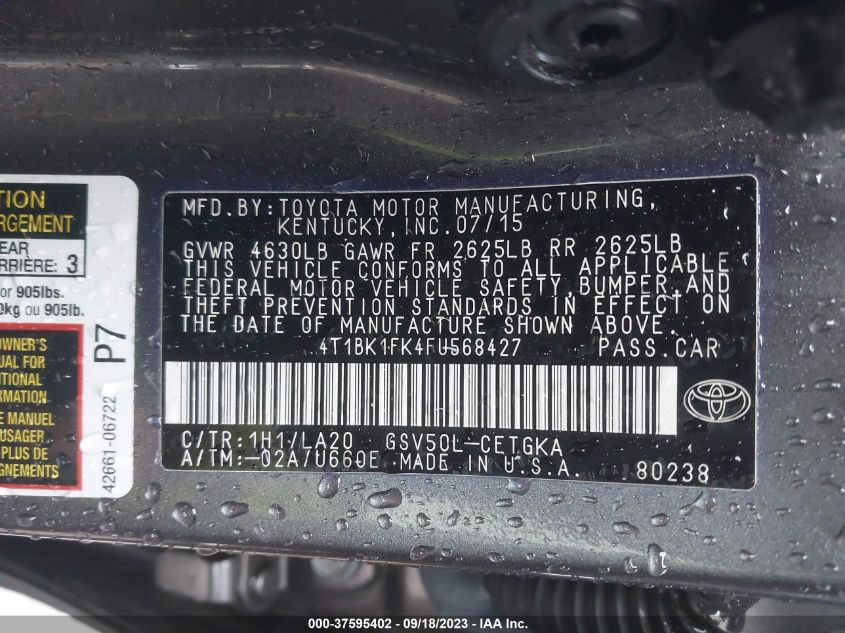 2015 TOYOTA CAMRY XSE/XLE - 4T1BK1FK4FU568427