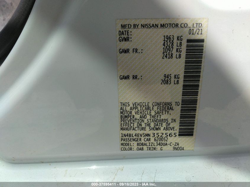 2021 NISSAN ALTIMA 2.5 SL - 1N4BL4EV5MN352565