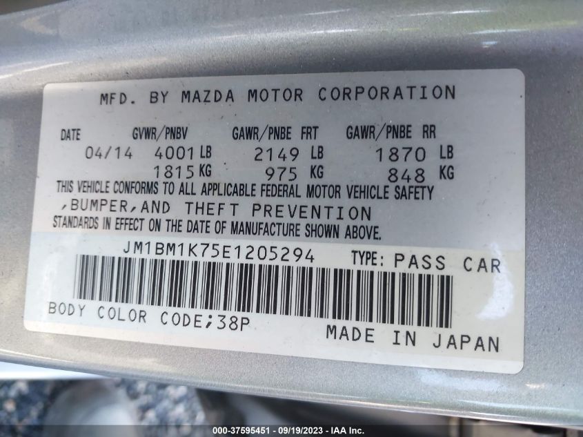 2014 MAZDA MAZDA3 I SPORT - JM1BM1K75E1205294