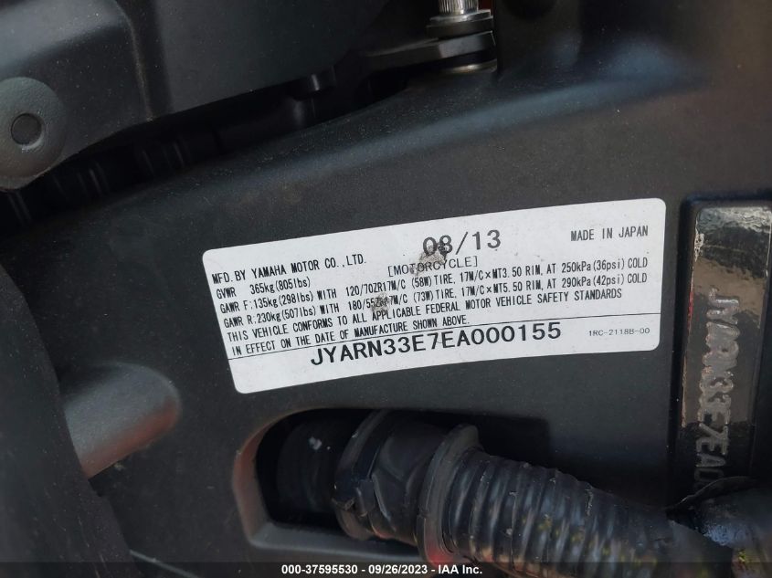 2014 YAMAHA FZ09 JYARN33E7EA000155