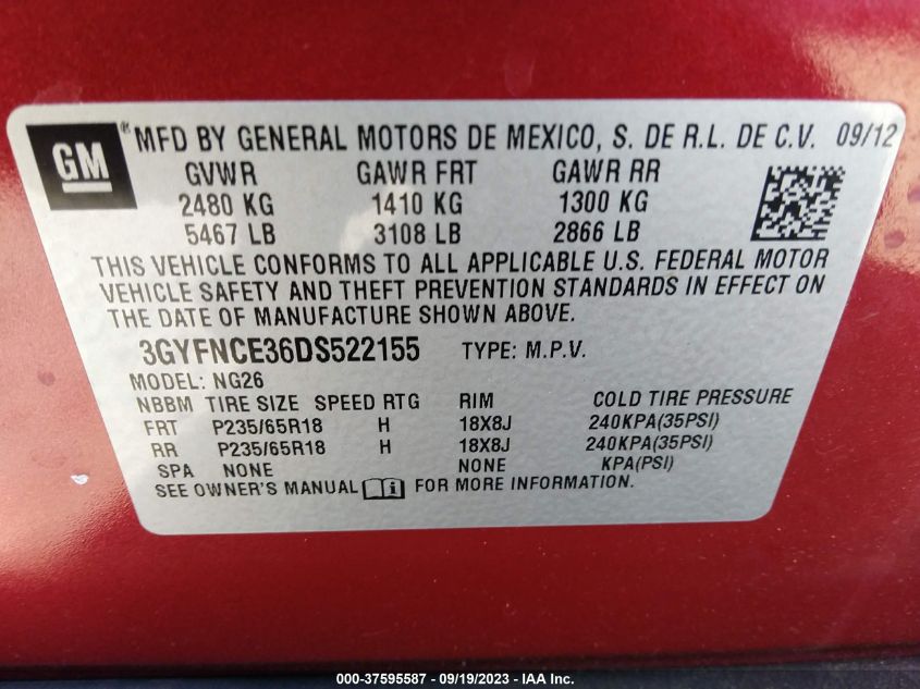 2013 CADILLAC SRX LUXURY COLLECTION - 3GYFNCE36DS522155