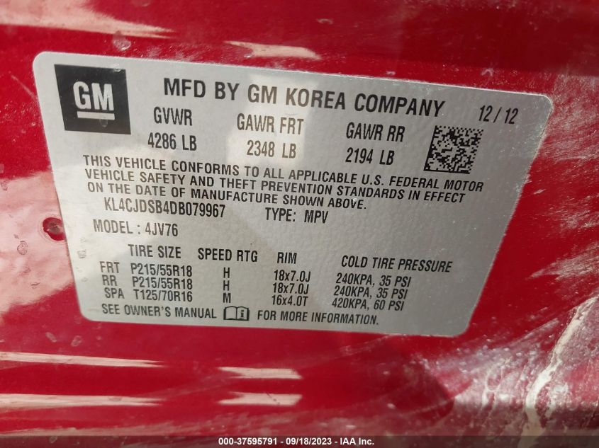 2013 BUICK ENCORE PREMIUM - KL4CJDSB4DB079967