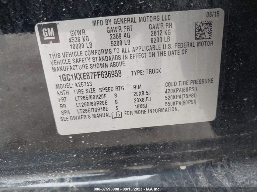 2015 CHEVROLET SILVERADO 2500HD BUILT HIGH COUNTRY - 1GC1KXE87FF636958