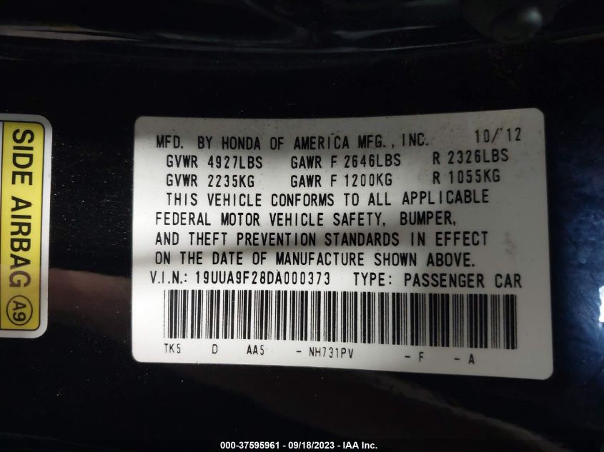 2013 ACURA TL - 19UUA9F28DA000373
