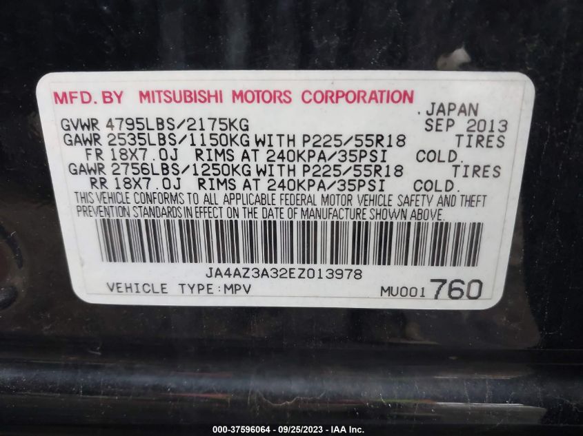 2014 MITSUBISHI OUTLANDER SE - JA4AZ3A32EZ013978