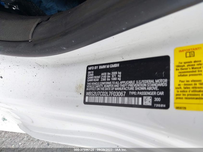2020 BMW M2 COMPETITION WBS2U7C02L7F03067