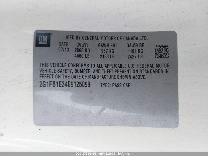 2014 CHEVROLET CAMARO LT - 2G1FB1E34E9125098
