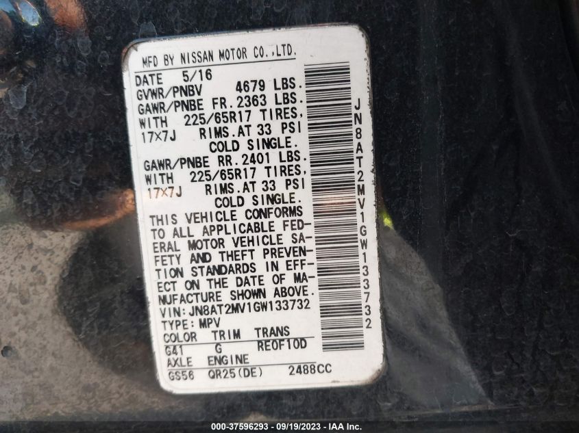 2016 NISSAN ROGUE S - JN8AT2MV1GW133732