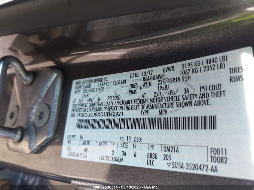 2013 FORD ESCAPE TITANIUM - 1FMCU9J9XDUB42921