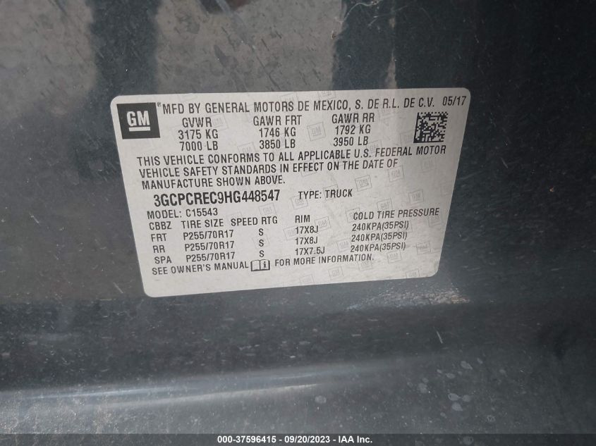 2017 CHEVROLET SILVERADO 1500 LT - 3GCPCREC9HG448547