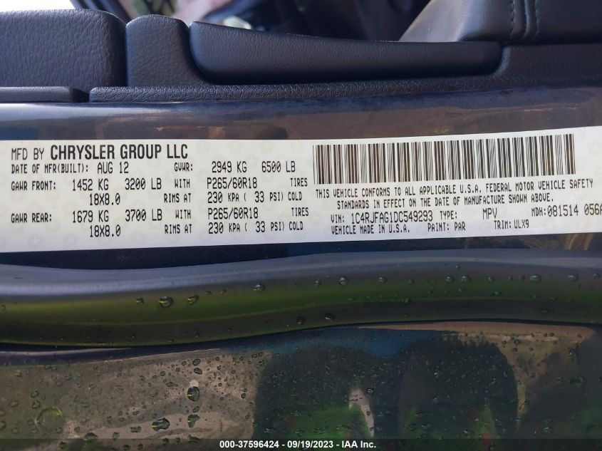 2013 JEEP GRAND CHEROKEE LAREDO - 1C4RJFAG1DC549293