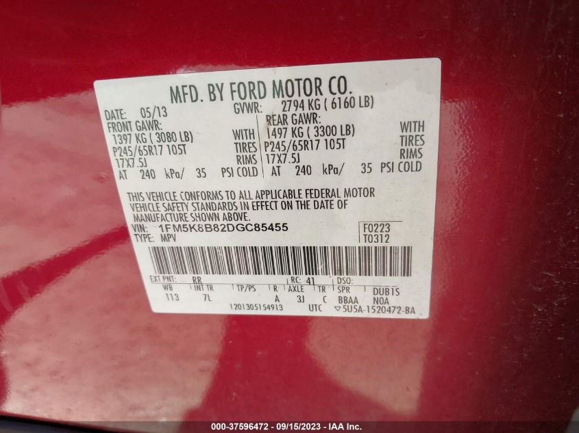 2013 FORD EXPLORER BASE - 1FM5K8B82DGC85455