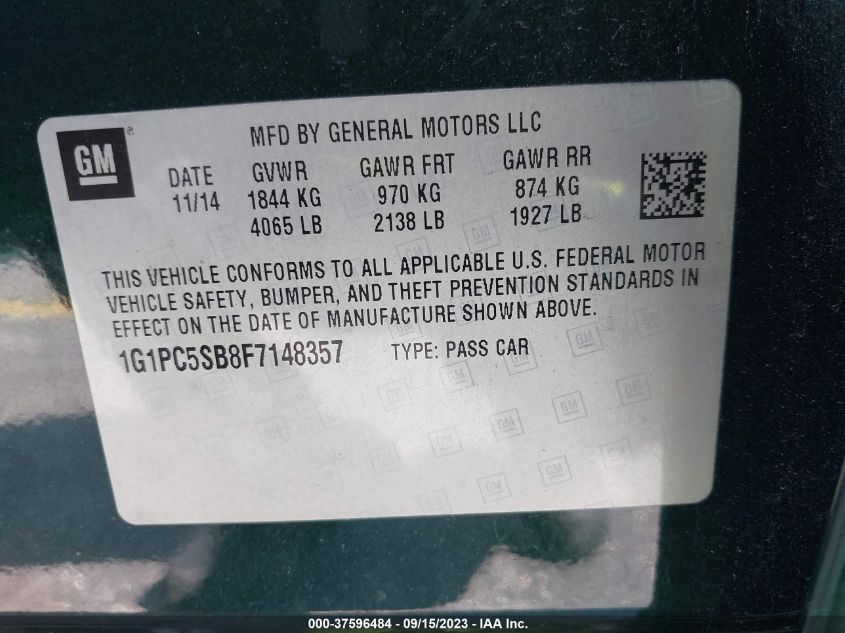 2015 CHEVROLET CRUZE LT - 1G1PC5SB8F7148357
