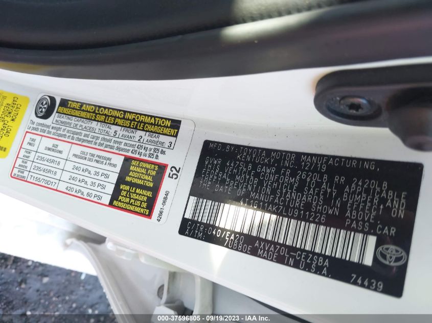 2020 TOYOTA CAMRY SE - 4T1G11AK7LU911226