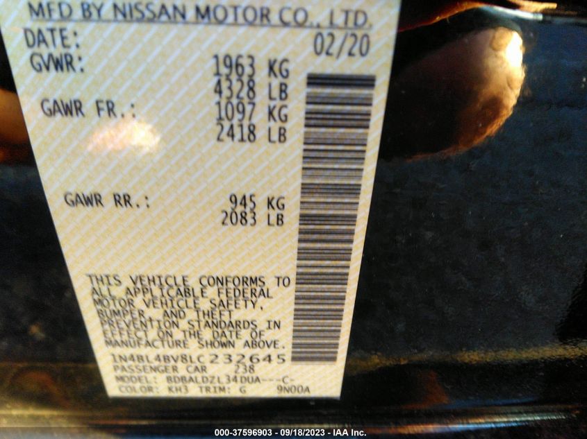 2020 NISSAN ALTIMA 2.5 S - 1N4BL4BV8LC232645