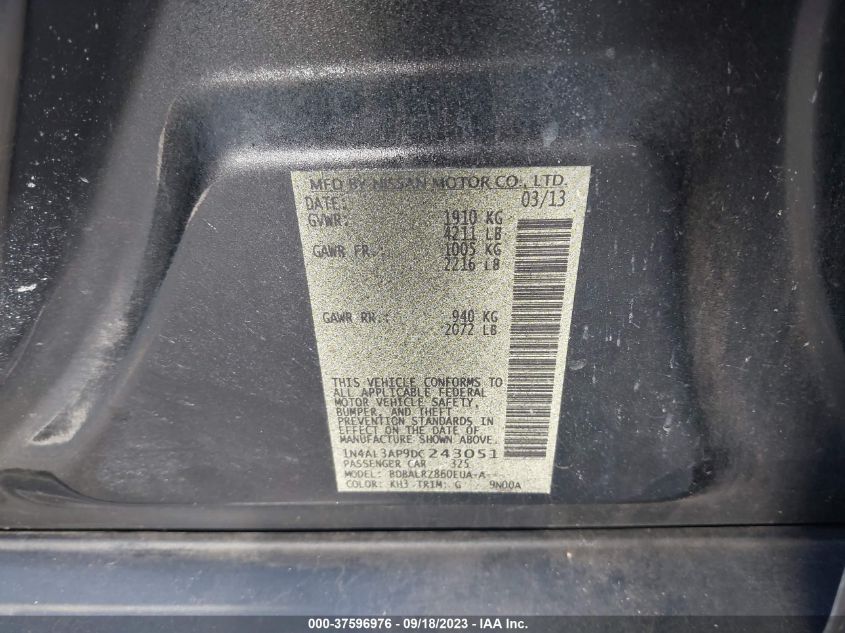 2013 NISSAN ALTIMA 2.5 S - 1N4AL3AP9DC243051