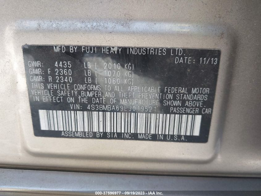 2014 SUBARU LEGACY 2.5I - 4S3BMBA69E3019521