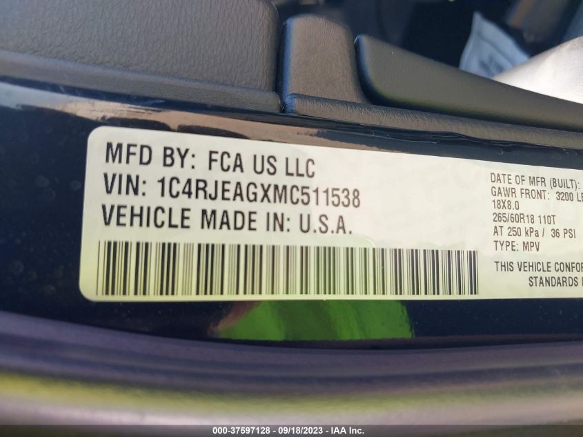2021 JEEP GRAND CHEROKEE LAREDO E - 1C4RJEAGXMC511538
