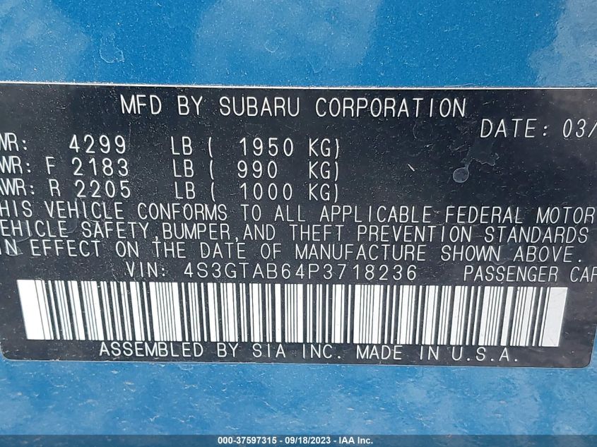 4S3GTAB64P3718236 Subaru Impreza   9