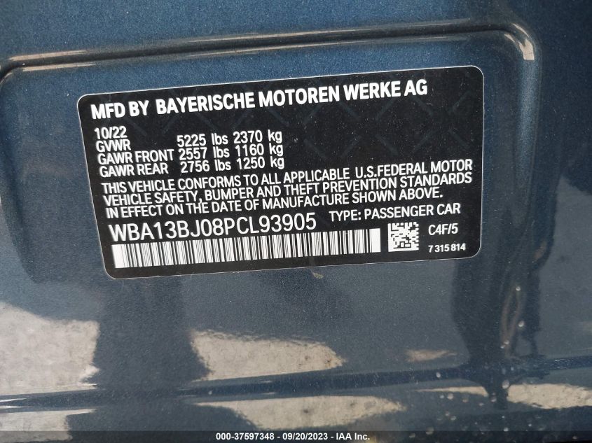 2023 BMW 530I XDRIVE WBA13BJ08PCL93905