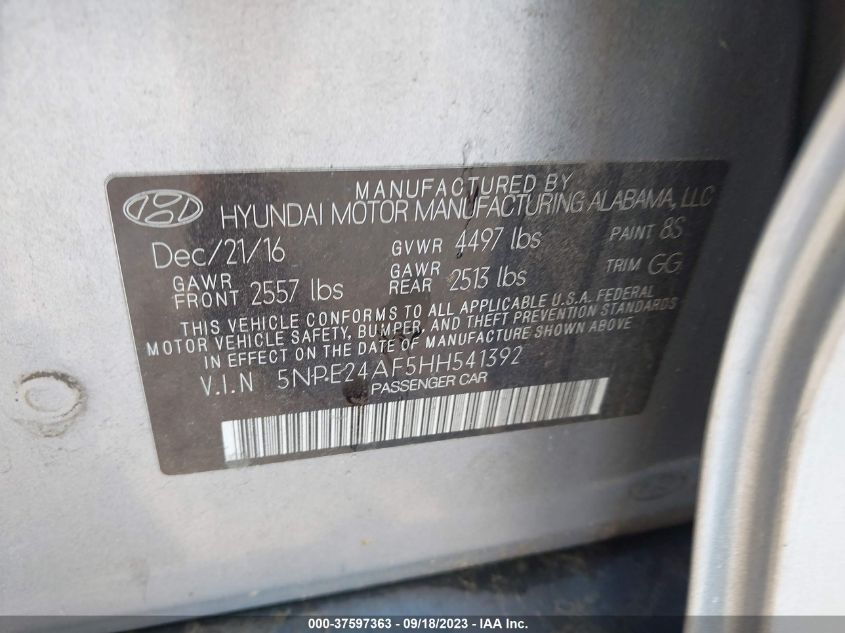 2017 HYUNDAI SONATA 2.4L - 5NPE24AF5HH541392