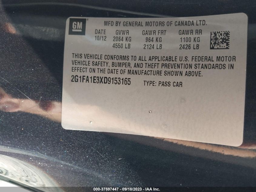 2013 CHEVROLET CAMARO LS - 2G1FA1E3XD9153165