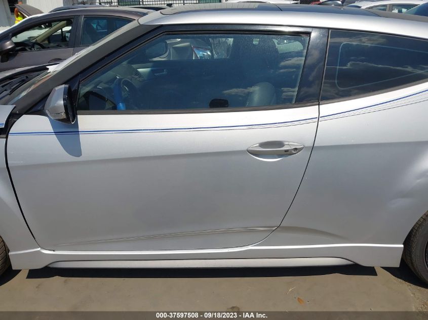 2013 HYUNDAI VELOSTER TURBO W/BLUE INT - KMHTC6AE9DU156744